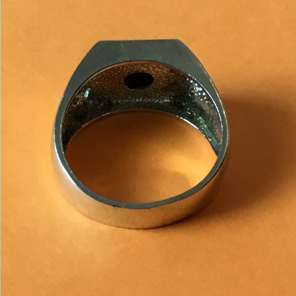 Vintage Avon Men's Ring Sterling 925 Black Onyx & Side Baguette Stones,size 10.5 - Picture 8 of 11